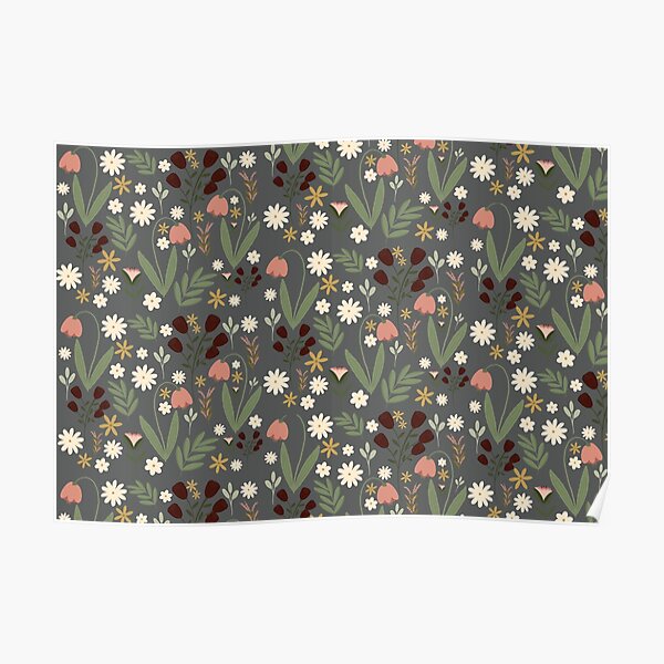 Fall Florals Grey Poster