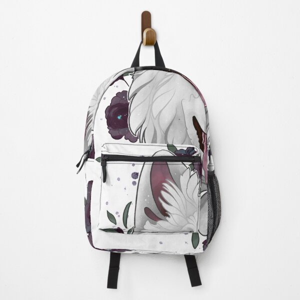 Item preview, White swiss shepherd dog portrait with purple peonies designed and sold by SashaChoo.