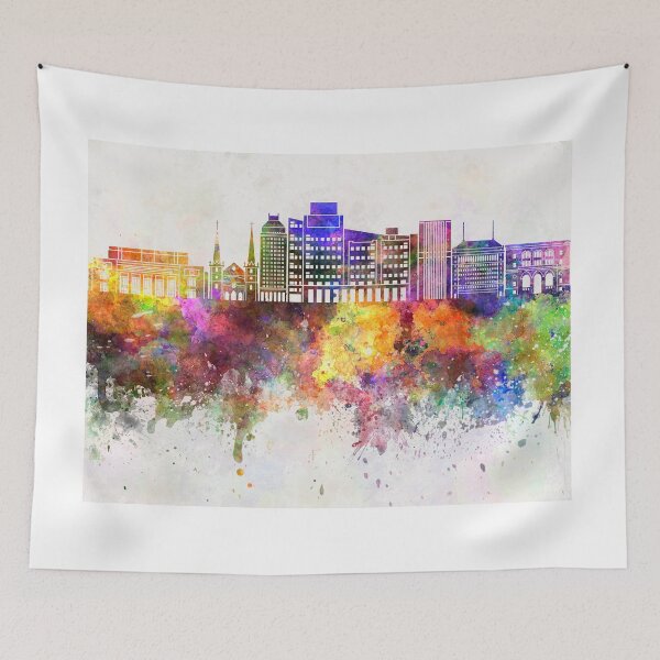 Item preview, Fresno skyline in watercolor background designed and sold by paulrommer.
