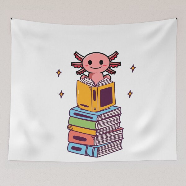 Item preview, Axolotl Sitting On A Pile of Books designed and sold by seagullz.