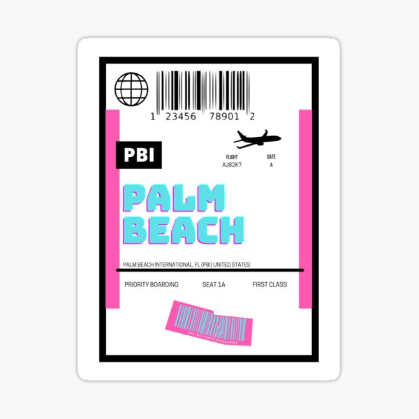Palm Beach Boarding Pass Sticker