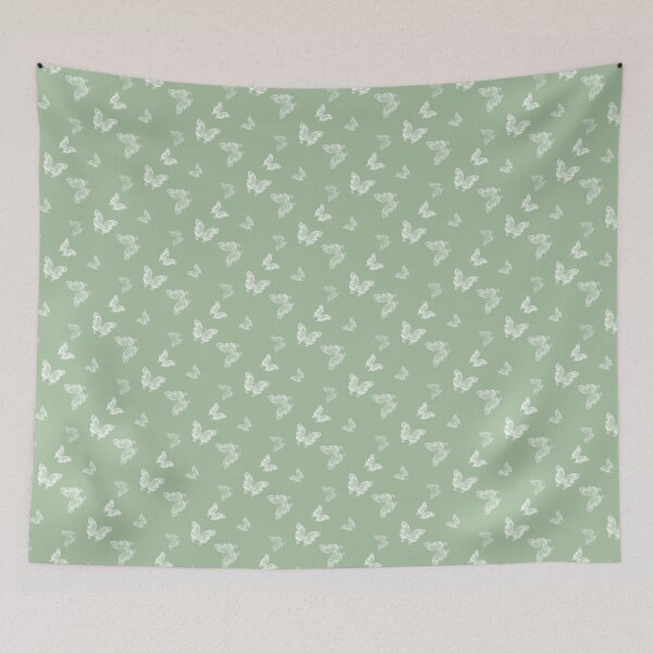 Item preview, Butterfly Pattern -White Butterflies with Pastel green background | Cute Butterflies Pattern designed and sold by Violet Treasures.
