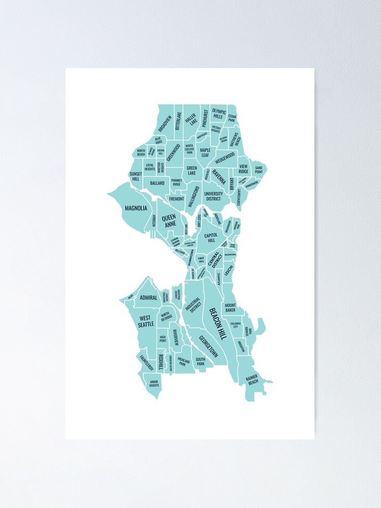 Seattle Map in Kraken Colors Poster for Sale by sanfranglasgow