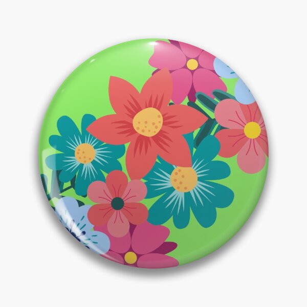 Aperçu de l'œuvre Guirlande florale colorée sur fond vert citron créée et vendue par ABInspired.