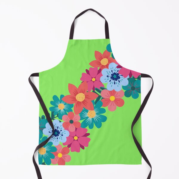 Aperçu de l'œuvre Guirlande florale colorée sur fond vert citron créée et vendue par ABInspired.