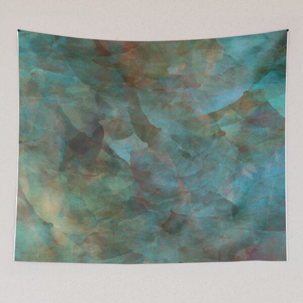 Item preview, Green Abstract Painting with Turquois Shades and Highlights  designed and sold by MyColorfulDream.