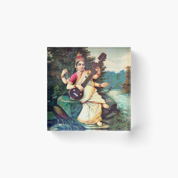 Aperçu de l'œuvre Déesse Saraswati Par Raja Ravi Varma créée et vendue par JDesigningMO.