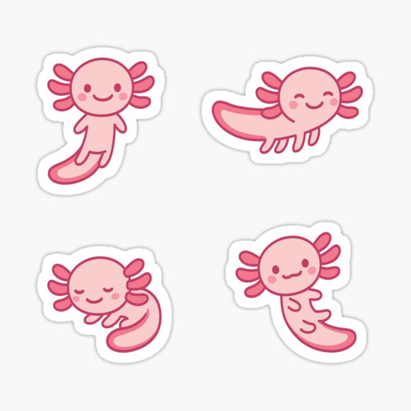 Vista previa del artículo con la obra «Super cute Axolotl set 2», diseñado y vendido por ProfCatPardus.