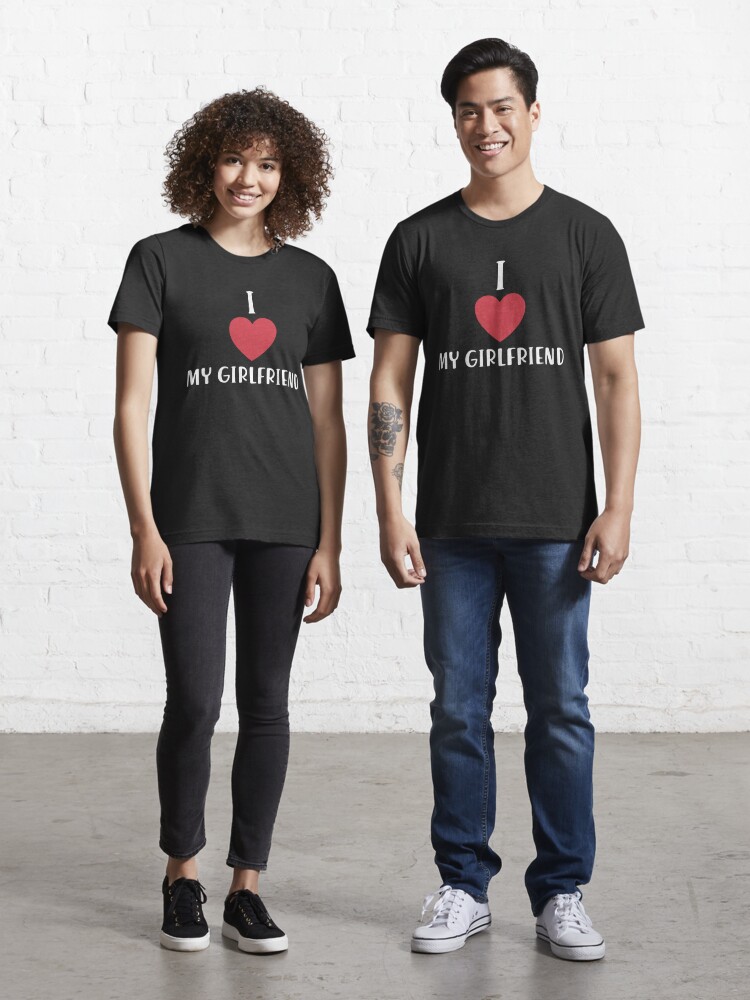  I Love My Girlfriend Premium T-Shirt : Clothing, Shoes & Jewelry