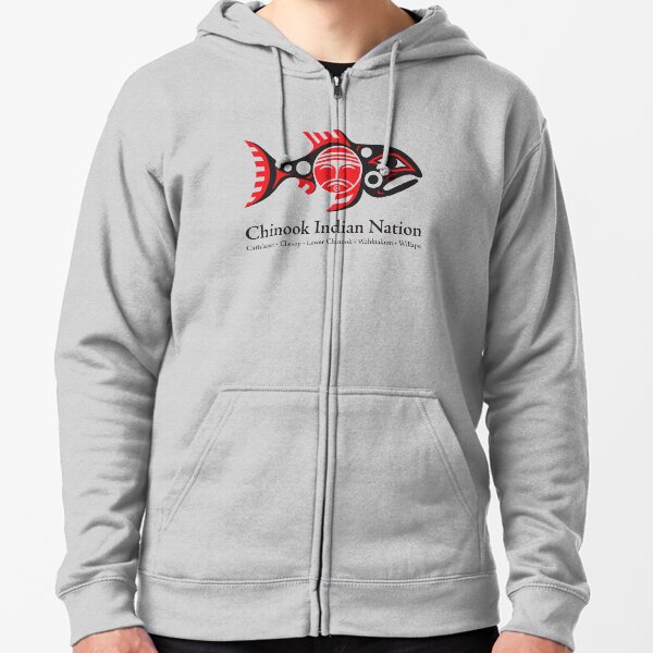 Chinook Indian Nation Tribal Logo, horizontal Zipped Hoodie