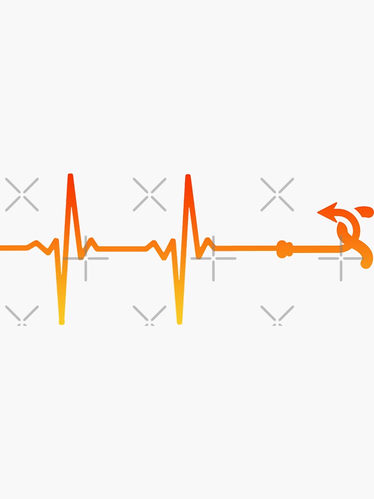"Fishing Hook Heartbeat Orange" Sticker for Sale by DOLTA Redbubble