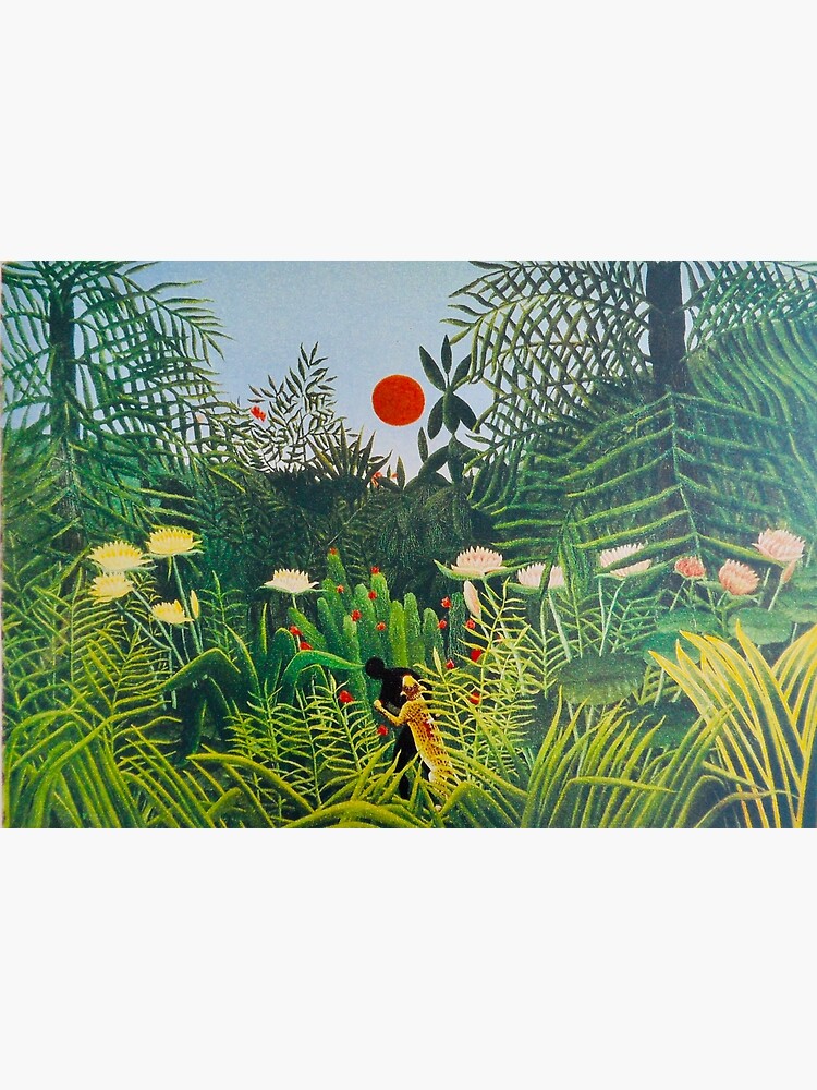 henri rousseau jungle with setting sun