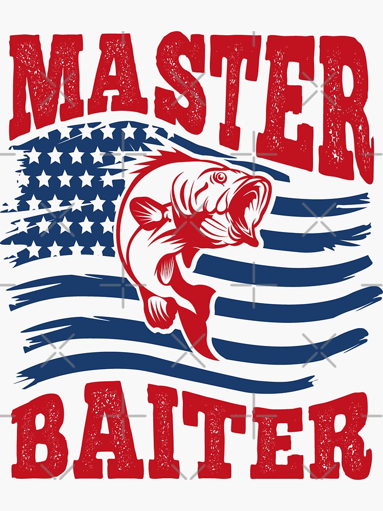 Funny Fishing Master Baiter Distressed US Flag Sticker for Sale