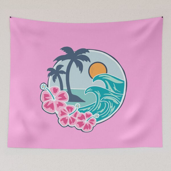 Aperçu de l'œuvre Plage paradisiaque violet/rose créée et vendue par honeystickersz.