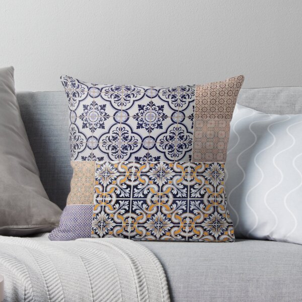 Portuguese Tile Collage Throw Pillow