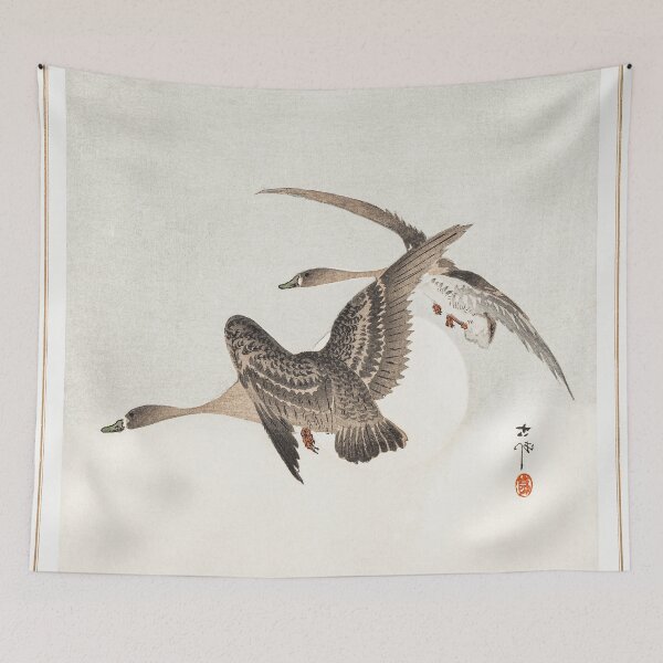 Item preview, Geese and Full Moon by Ohara Koson - Japanese Vintage Artwork designed and sold by Purrfecta.
