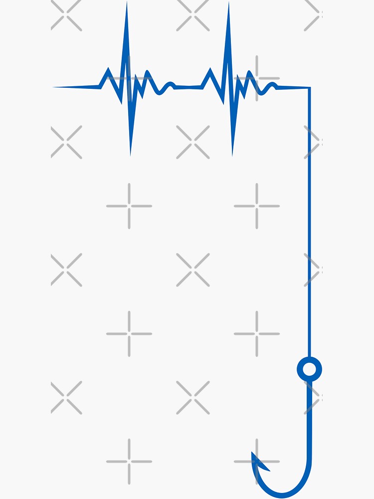 "Fishing Hook Heartbeat Pulse" Sticker for Sale by SJDesigns Redbubble