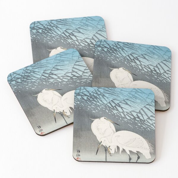 Item preview, Egrets and Reeds in Moonlight by Ohara Koson - Japanese Vintage Artwork designed and sold by Purrfecta.