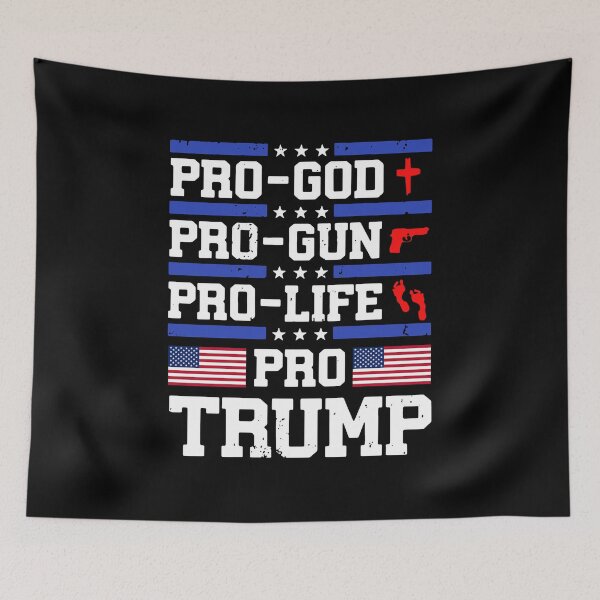 Item preview, Pro-God Pro-Gun Pro-Life Pro Trump American Flag designed and sold by Dillan-TShirt.