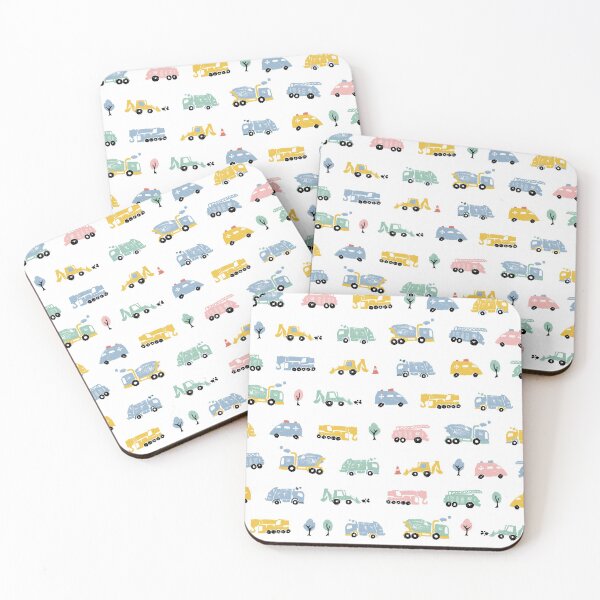 Item preview, White pastel pen skech rows of small cute cement trucks transport vehicles simple seamless pattern.  designed and sold by jamiesoondesign.