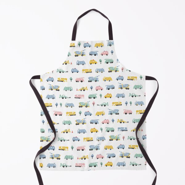 Item preview, White pastel pen skech rows of small cute cement trucks transport vehicles simple seamless pattern. designed and sold by jamiesoondesign.