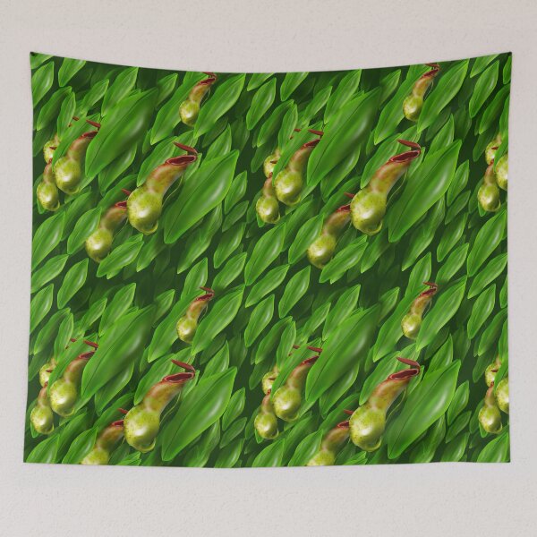 Item preview, Tropical Nepenthes pattern seamless pitcher plant designed and sold by TropicalHut.