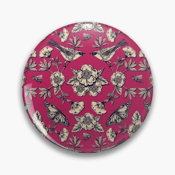 Item preview, Magenta & Navy Birds, Butterflies & Flowers designed and sold by somecallmebeth.