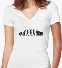 Evolution lawn mower Women's Fitted V-Neck T-Shirt