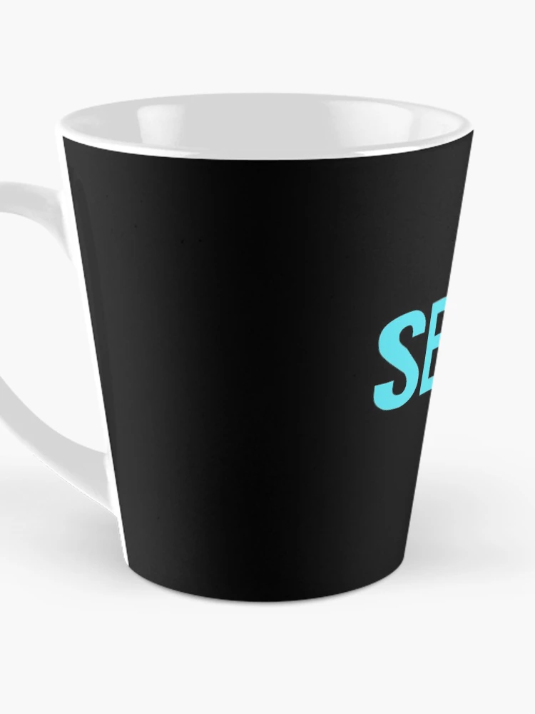 Thumbnail 3 of 4, Coffee Mug, Send Help Typography In Blue designed and sold by tinyteacups.
