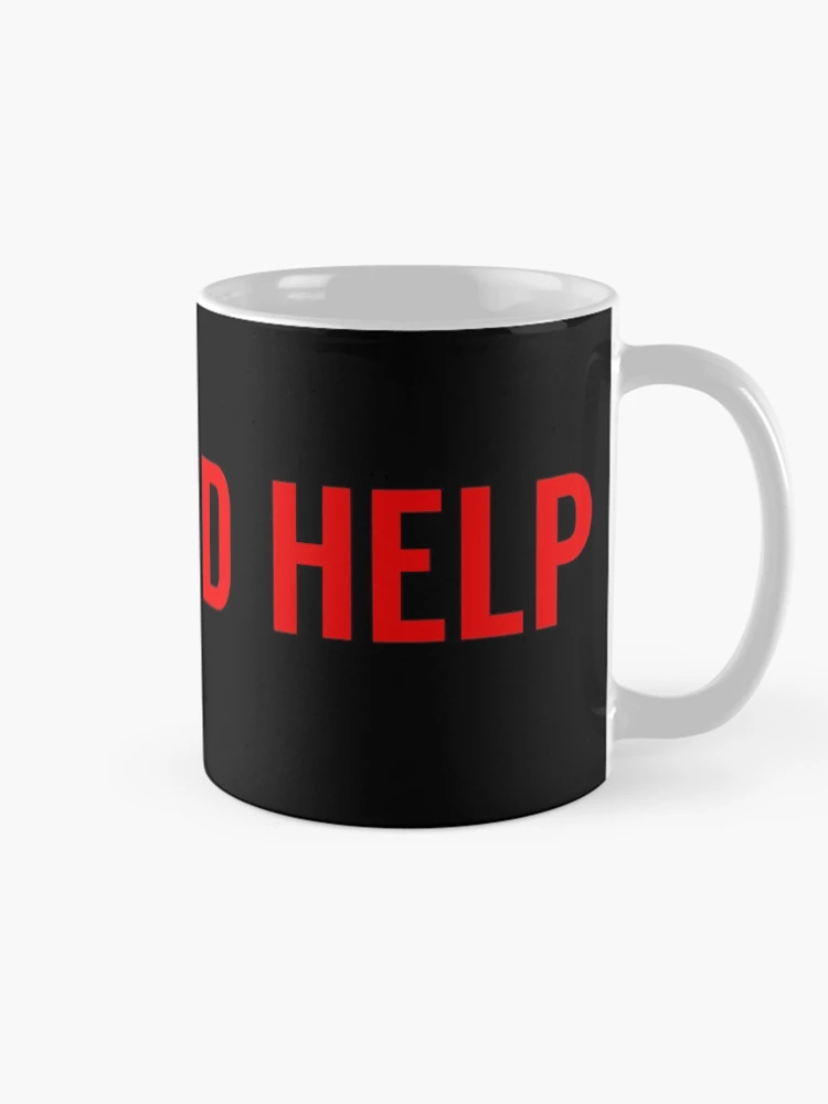 Thumbnail 3 of 6, Coffee Mug, Send Help Typography In Red designed and sold by tinyteacups.