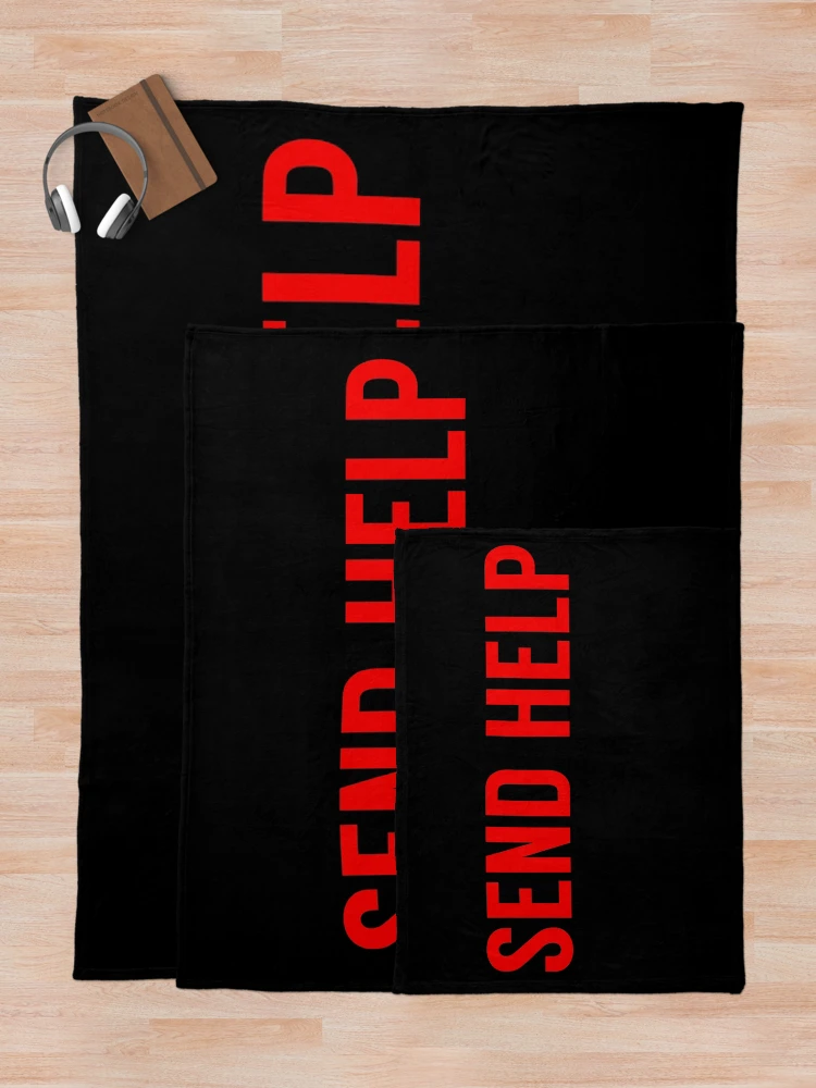 Thumbnail 5 of 6, Throw Blanket, Send Help Typography In Red designed and sold by tinyteacups.