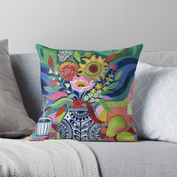 Late Summer Blooms Throw Pillow