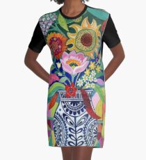 Late Summer Blooms Graphic T-Shirt Dress