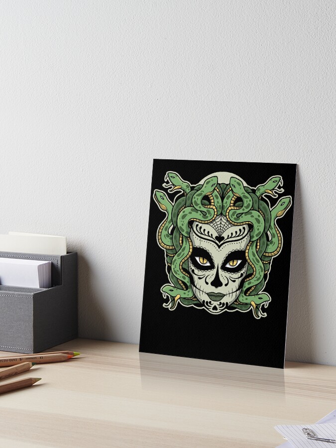 Medusa Snakes Greek Mythology Dia De Los Muertos Art Board Print for Sale  by crushretro