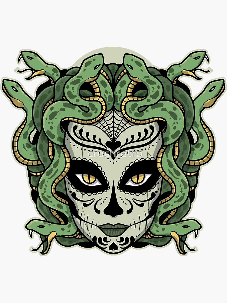 Medusa Snakes Greek Mythology Dia De Los Muertos Sticker for Sale