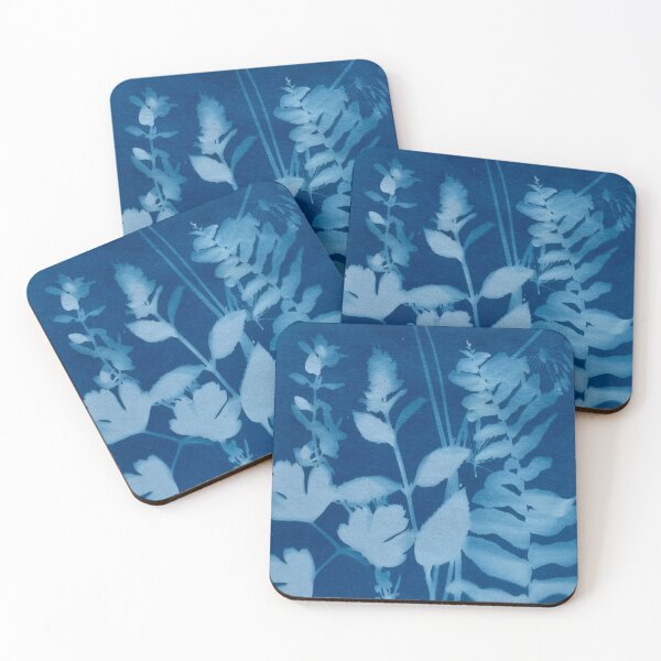 Item preview, Blue Cyanotype Herb Garden Plants Print designed and sold by softbluehum.