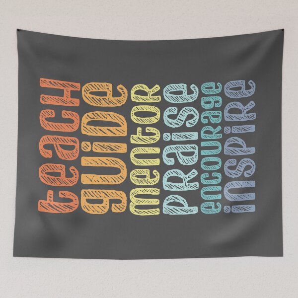 Item preview, To be a teacher: Teach, guide, mentor, praise, encourage, inspire (retro rainbow chalk look letters) designed and sold by Ofeefee.