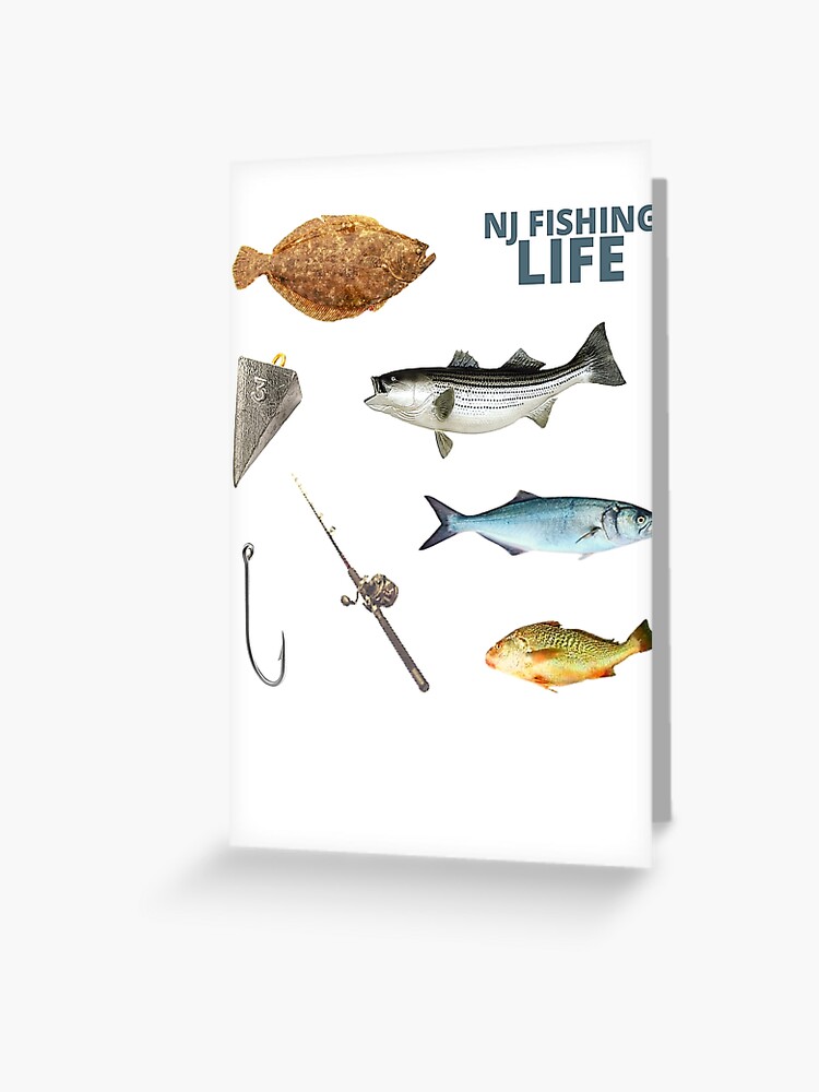NJ NY MD Fishing Life Flounder Striped Bass Blue Fish Croaker Surf Tackle  Sticker Pack Greeting Card for Sale by CBCreations73