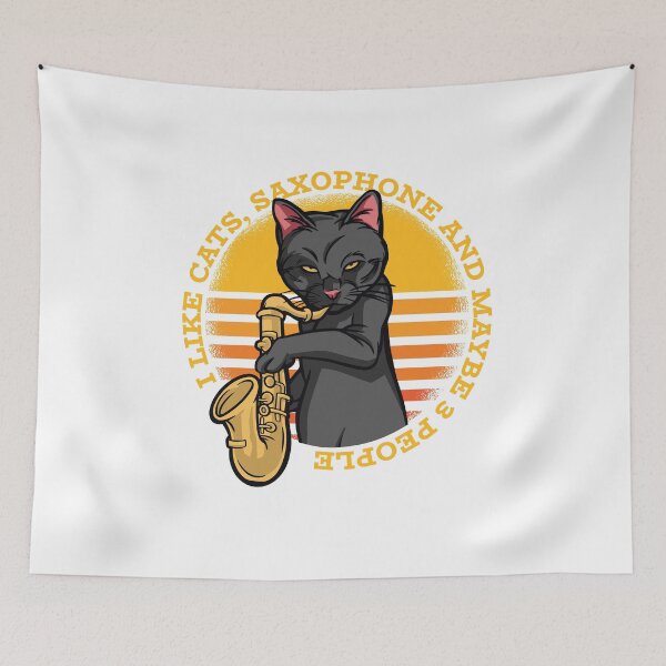 Item preview, Cat Saxophone retro sunset  designed and sold by TRIBExSPACE.