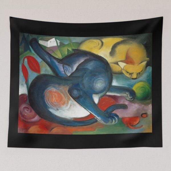 Item preview, Two cats, blue and yellow (1912) painting in high resolution by Franz Marc.  designed and sold by janicerafael.