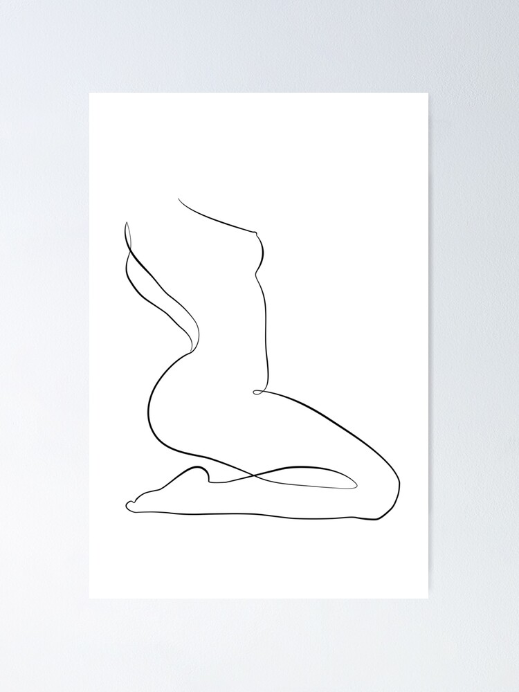 Abstract Woman Body Contour Drawing Poster for Sale by