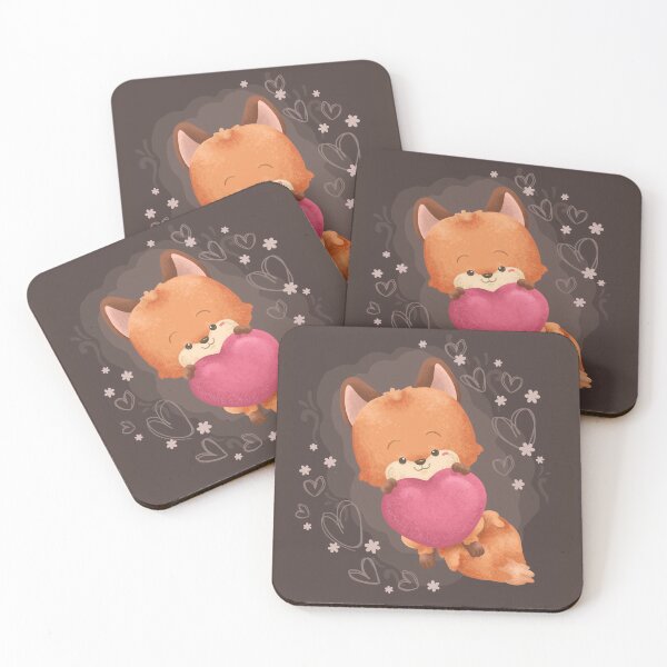Item preview, Cute Fox Holding a Pink Heart designed and sold by Khotekmei.