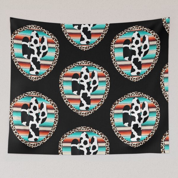 Item preview, Funny Serape Cow Print Cactus Leopard Print Turquoise designed and sold by kentuckykonpha.