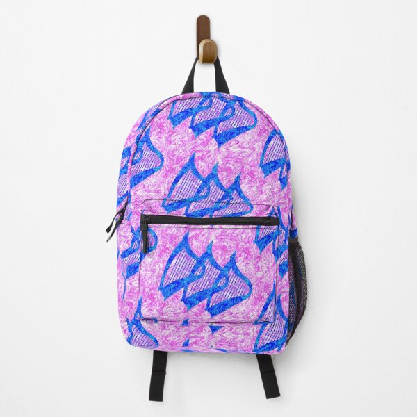 Item preview, Three blue harps on a pink patterned background designed and sold by Only1helen.
