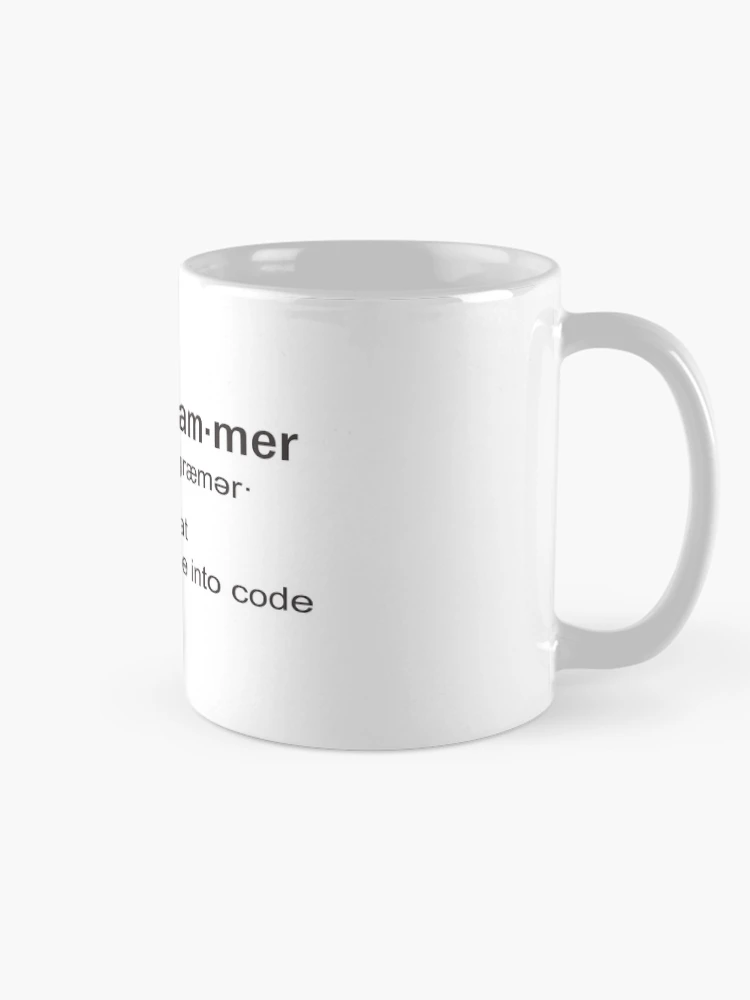 Thumbnail 3 of 6, Coffee Mug, Programmer Definition - Programmer converts caffeine into code designed and sold by devtshirts.