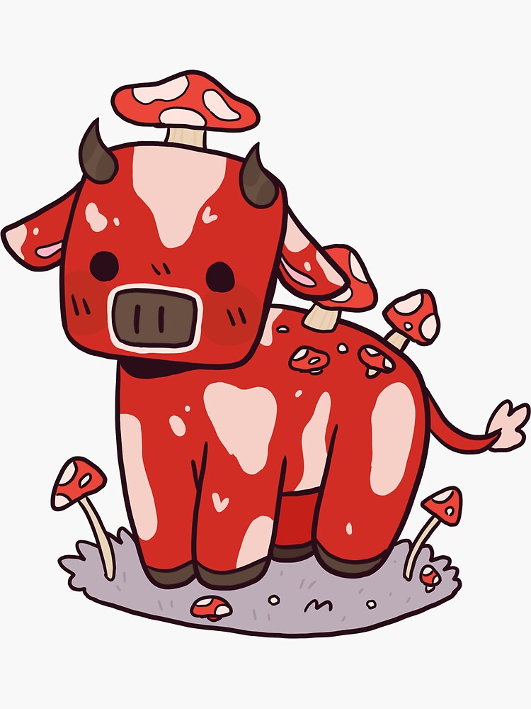 Mushroom Cow Matte Vinyl Sticker Kawaii Stickers Cute Decal Cut 