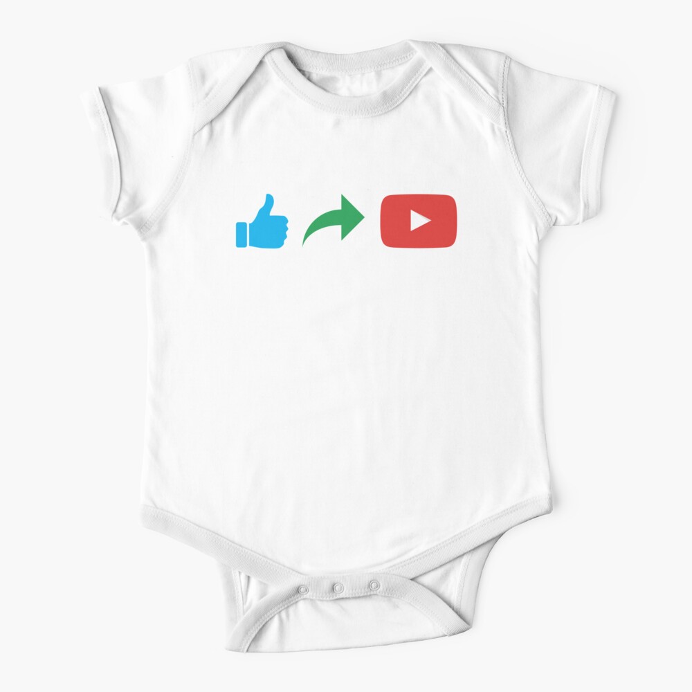 Like Share Subscribe White Baby One Piece By Solnoirstudios - roblox drawstring bag by jogoatilanroso redbubble