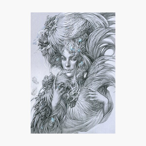 The fairy lady with fighting roosters Photographic Print