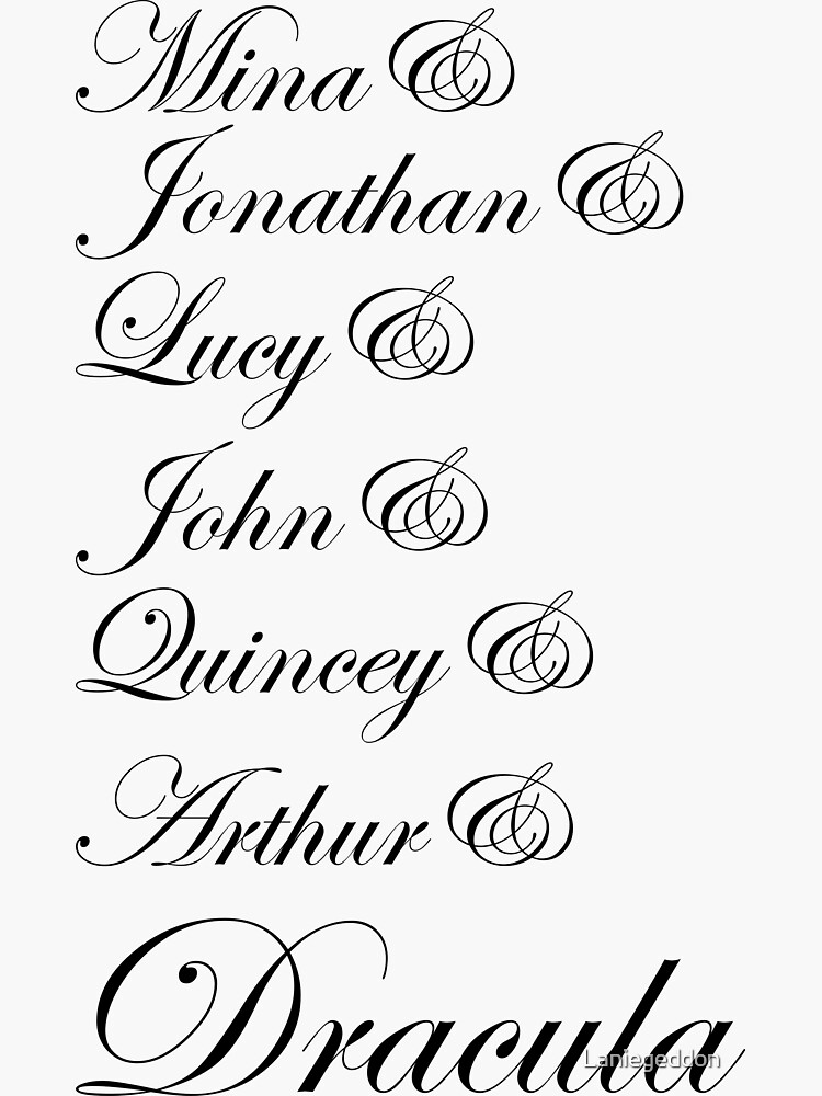 "Dracula Character Names Bram Stoker" Sticker by Laniegeddon Redbubble