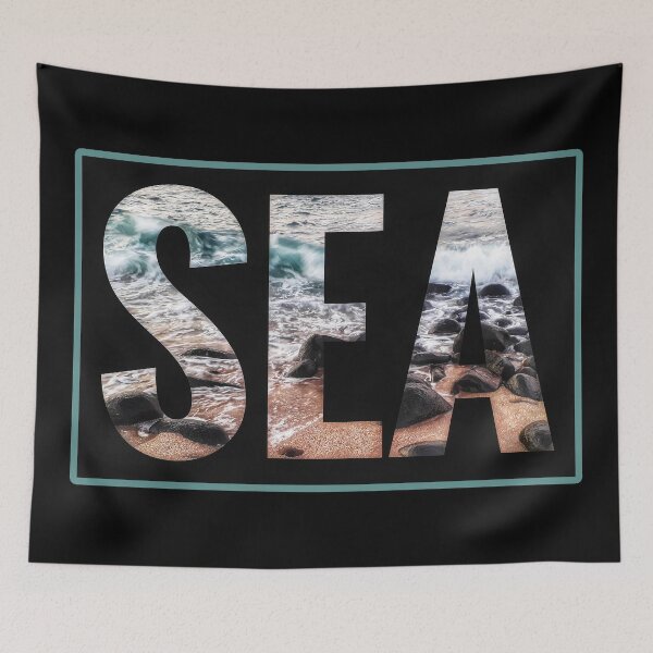 Item preview, SEA Word over Beach Ocean Rocks Sand designed and sold by Beachy.